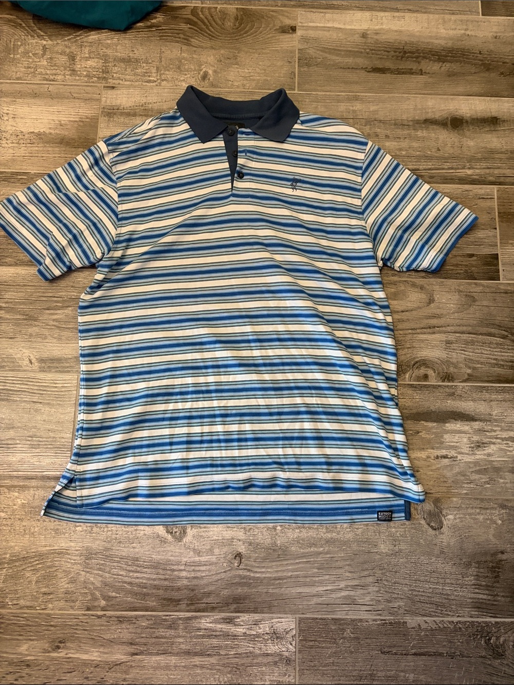 Ashworth Light and Navy Blue Striped Polo Shirt